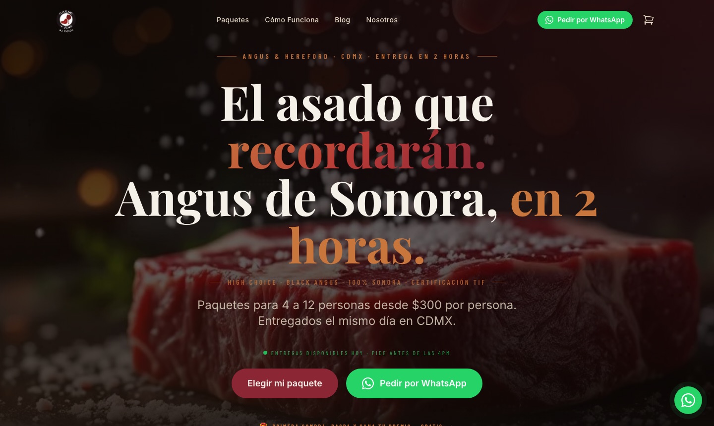 Sitio web de Carne y Vino: Mi Pasión